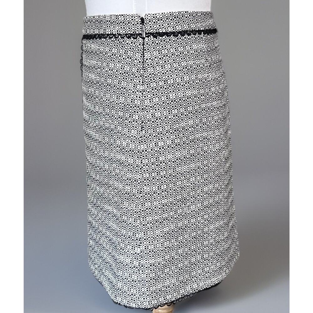 Karl Lagerfeld Women's Black White Gingham Tweed Mini A-Line Skirt Size 8 - Picture 4 of 6